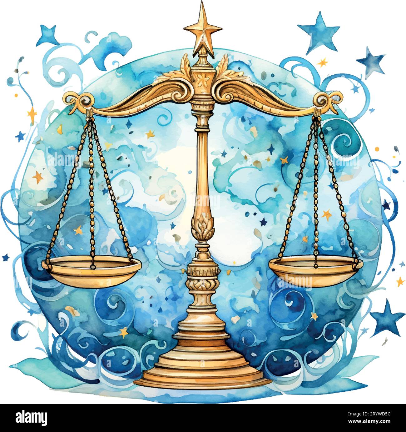 Libra zodiac sign on watercolor background. Vector Illustration Stock Vector