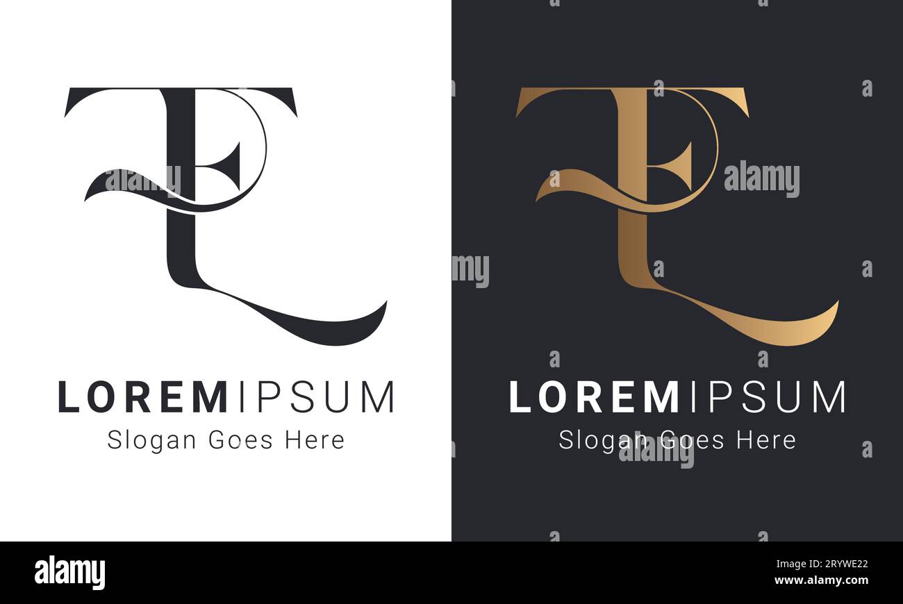 Luxury Initial FE or EF Monogram Text Letter Logo Design Stock Vector