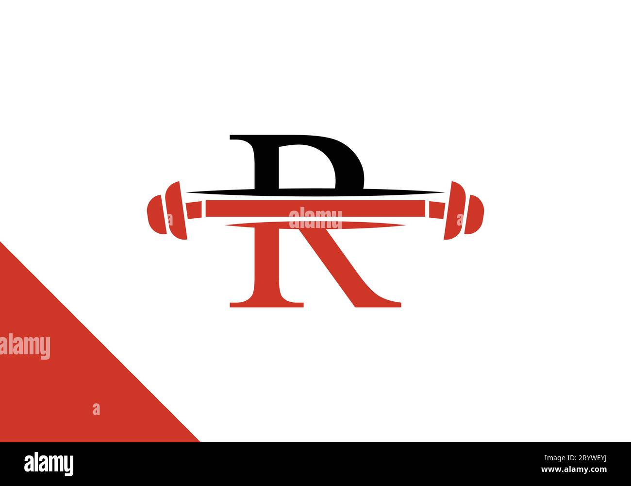 Letter R logo with barbell. fitness vector logo design for gym and ...
