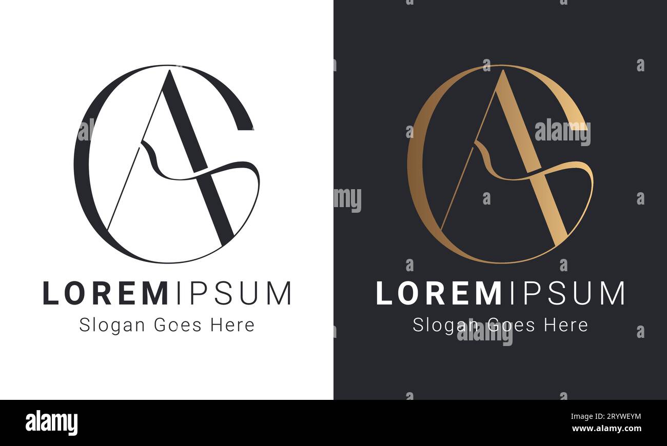 Luxury Initial GA or AG Monogram Text Letter Logo Design Stock Vector