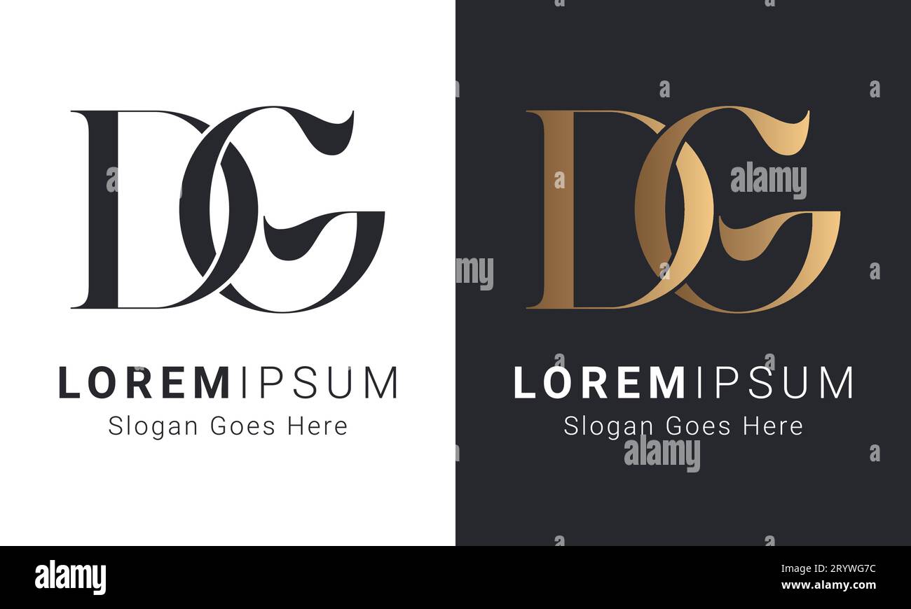 Luxury Initial GD or DA Monogram Text Letter Logo Design Stock Vector