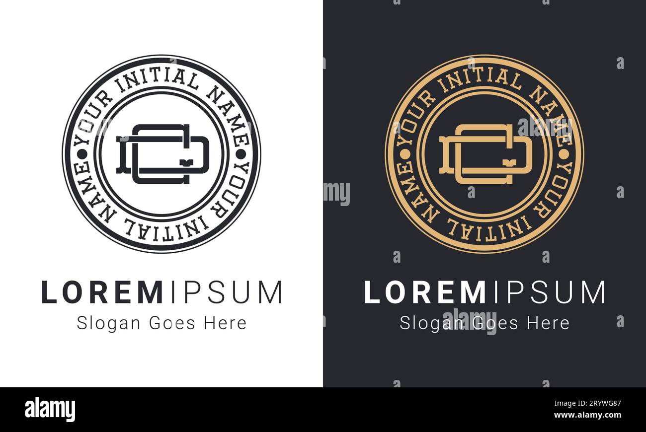 Luxury Initial GD or DA Monogram Text Letter Logo Design Stock Vector