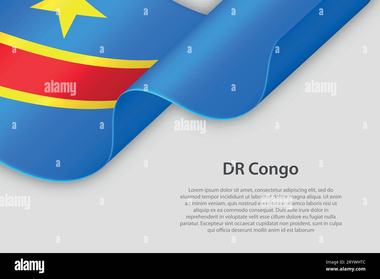 3d ribbon with national flag DR Congo isolated on white background with ...