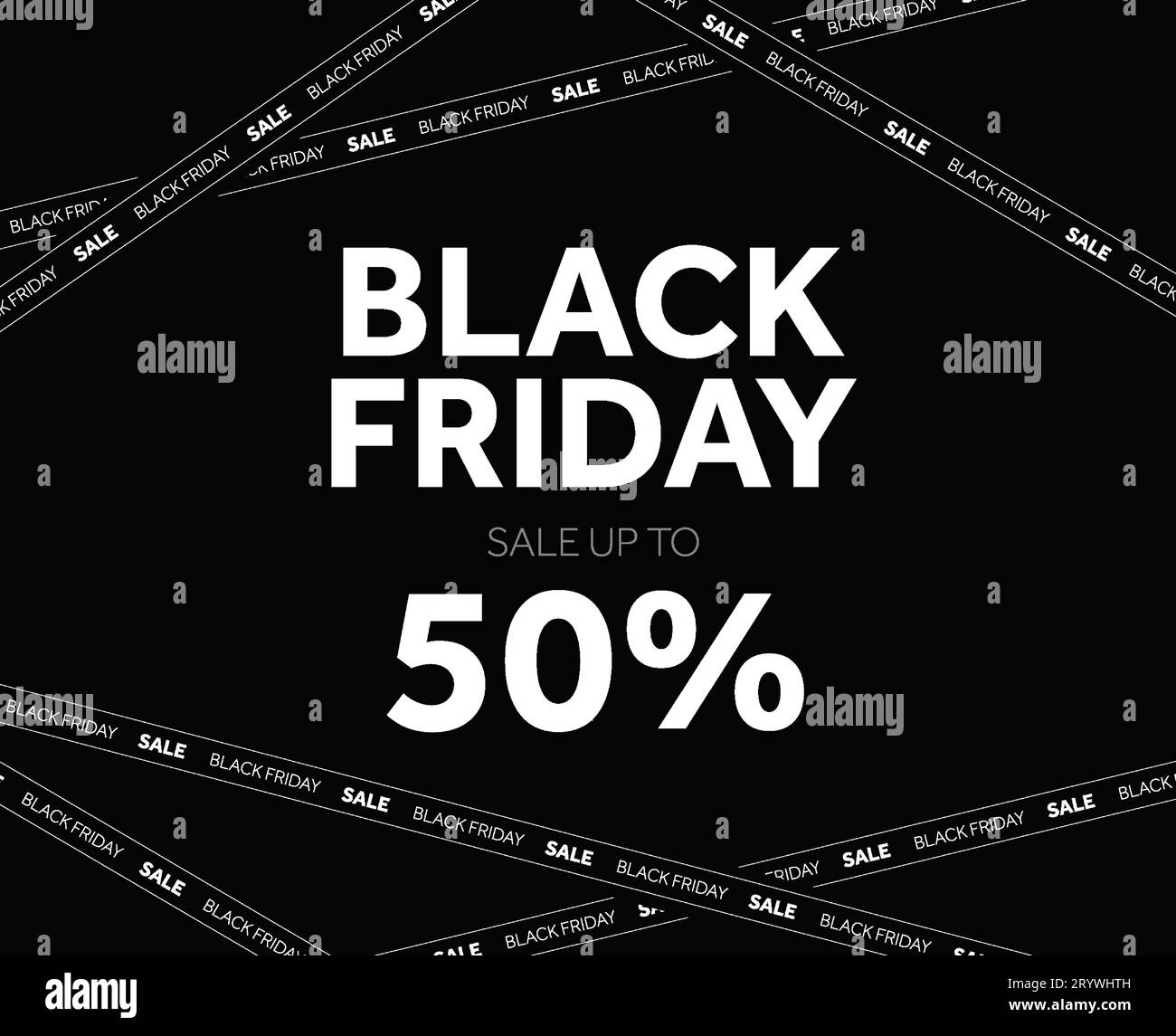 Black friday banner template with 50 percentage discount. Premium sale and price off event. Gift and promotion black card concept. 3d vector illustration. Vector illustration Stock Vector