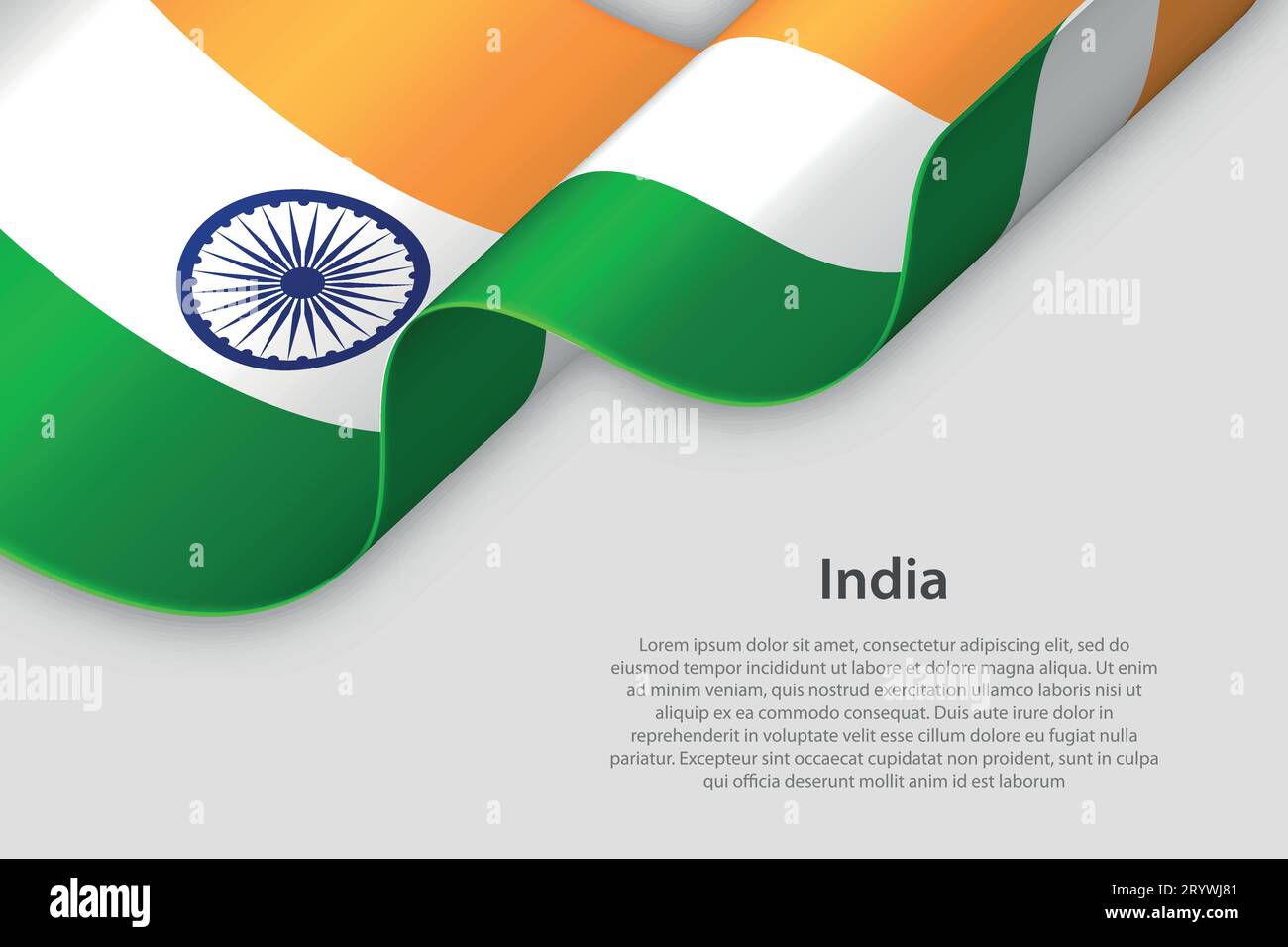 3d ribbon with national flag India isolated on white background with ...