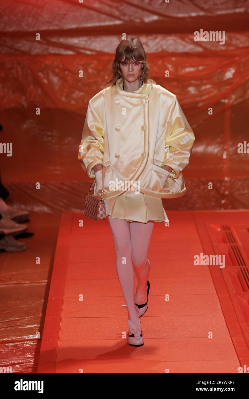 A model wears a creation for the Louis Vuitton Spring/Summer 2024 ...