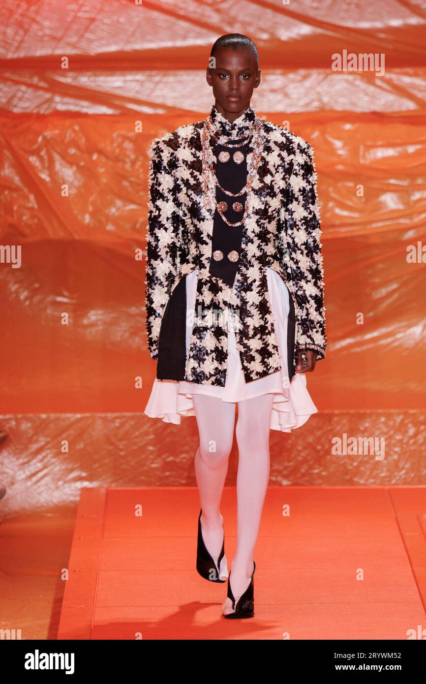 A model wears a creation for the Louis Vuitton Spring/Summer 2024 ...