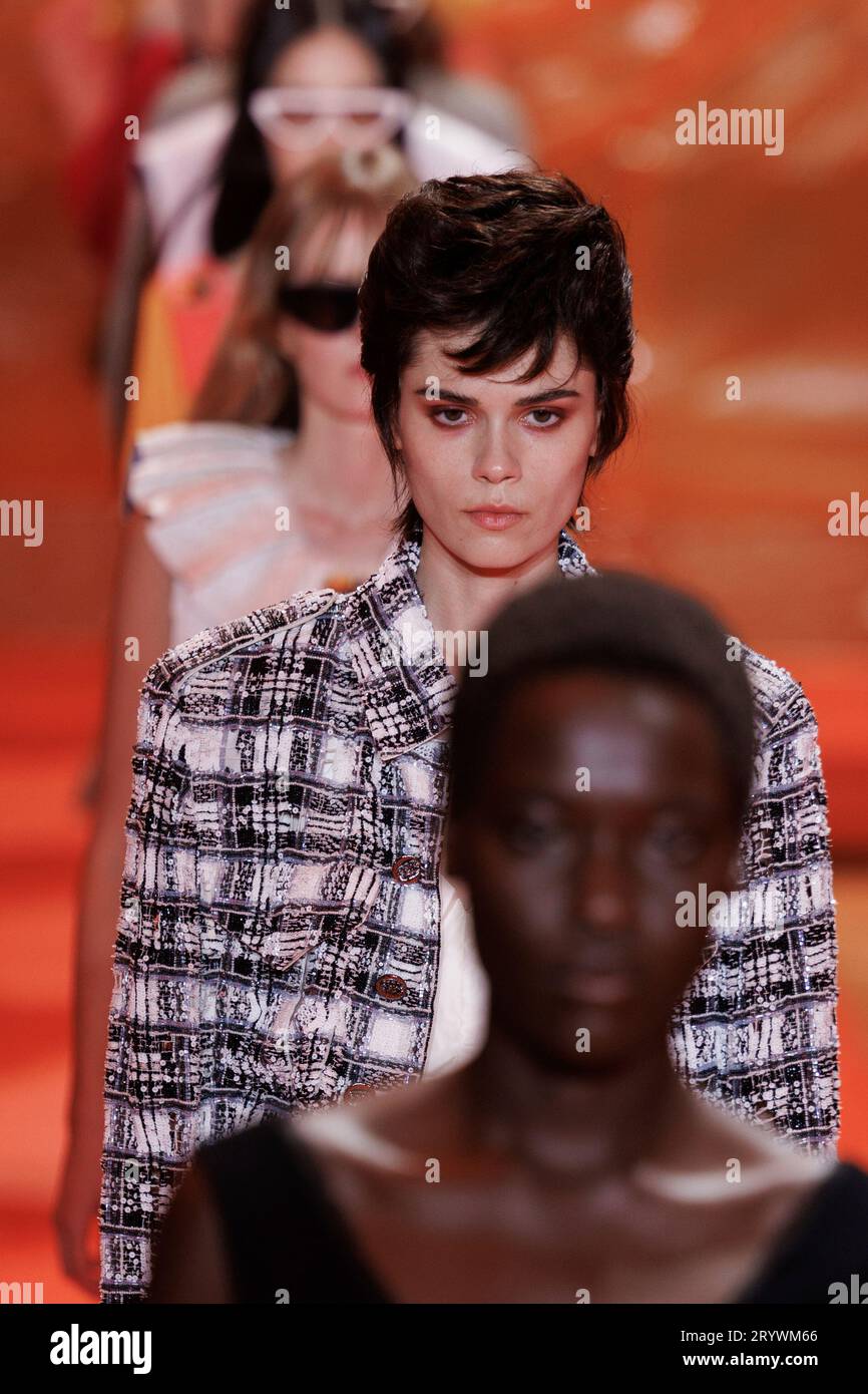 Models wear creations for the Louis Vuitton Spring/Summer 2024 ...