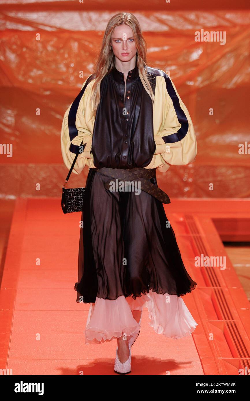 A model wears a creation for the Louis Vuitton Spring/Summer 2024 ...