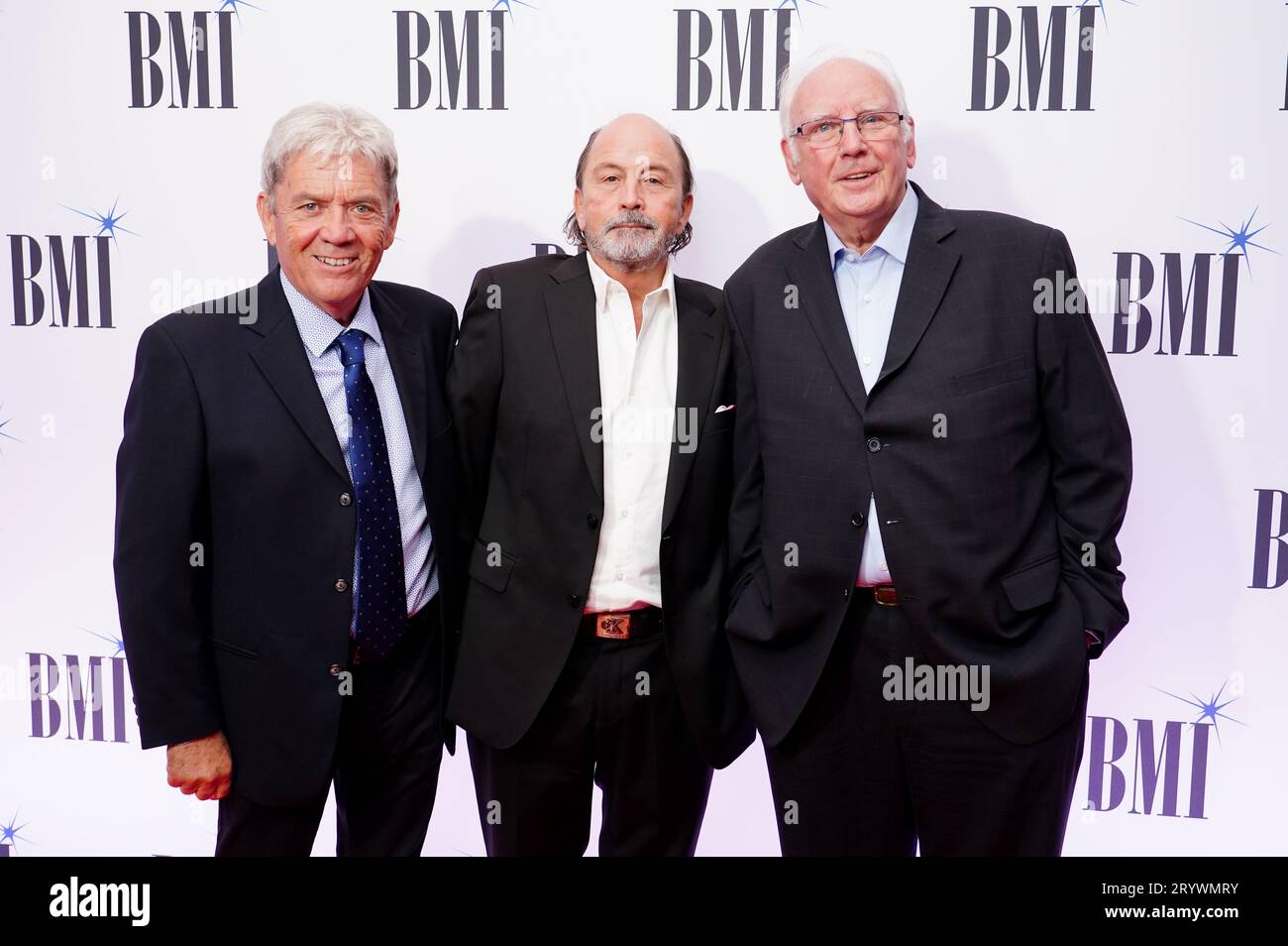 (left to right) Mike Stock, Matt Aitken and Pete Waterman attending the BMI London Awards at The Savoy Hotel, central London. Picture date: Monday October 2, 2023. Stock Photo