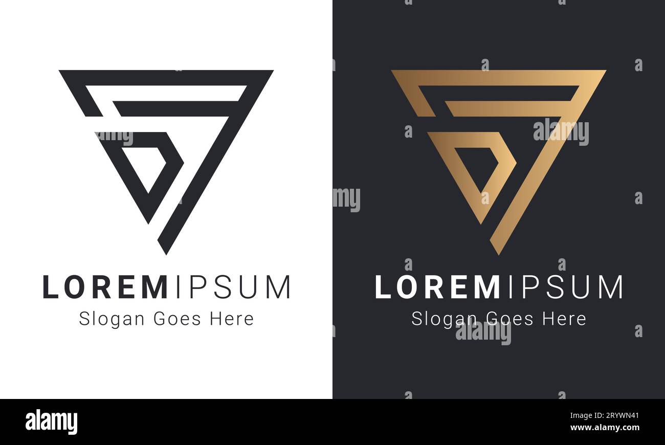 Luxury Initial FD or DF Monogram Text Letter Logo Design Stock Vector