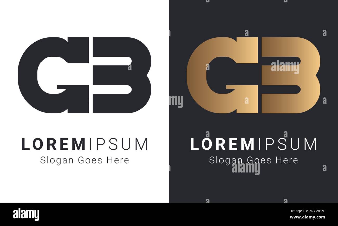 Luxury Initial GB or BG Monogram Text Letter Logo Design Stock Vector