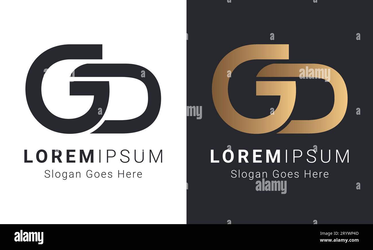 Luxury Initial GD or DA Monogram Text Letter Logo Design Stock Vector