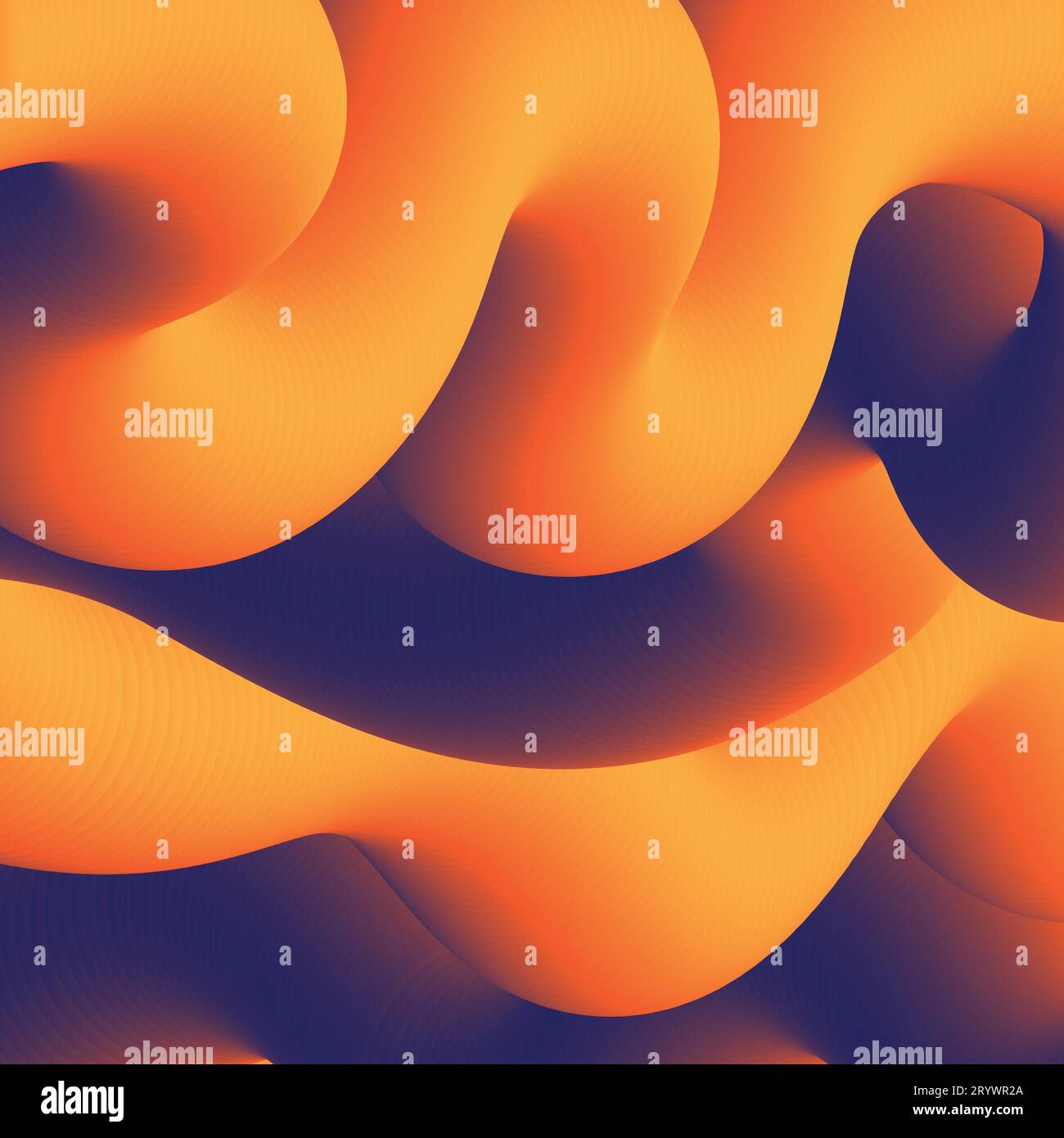 Background with Abstract Orange and Black 3D Curve Lines Pattern Stock Vector