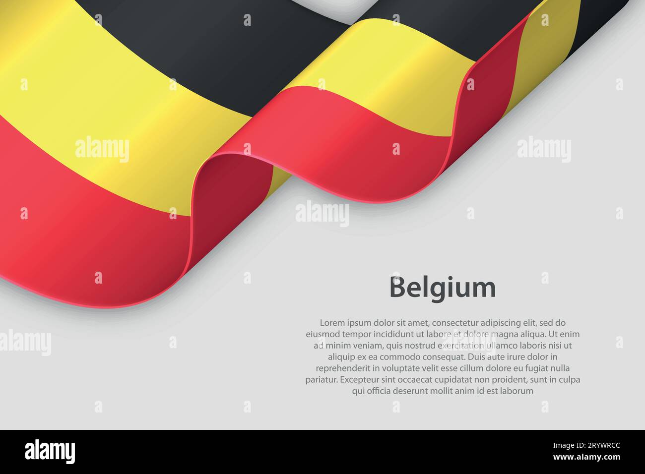 3d ribbon with national flag Belgium isolated on white background with ...