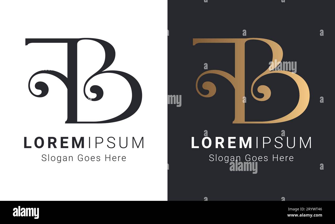 Luxury Initial FB Or BF Monogram Text Letter Logo Design Stock Vector ...