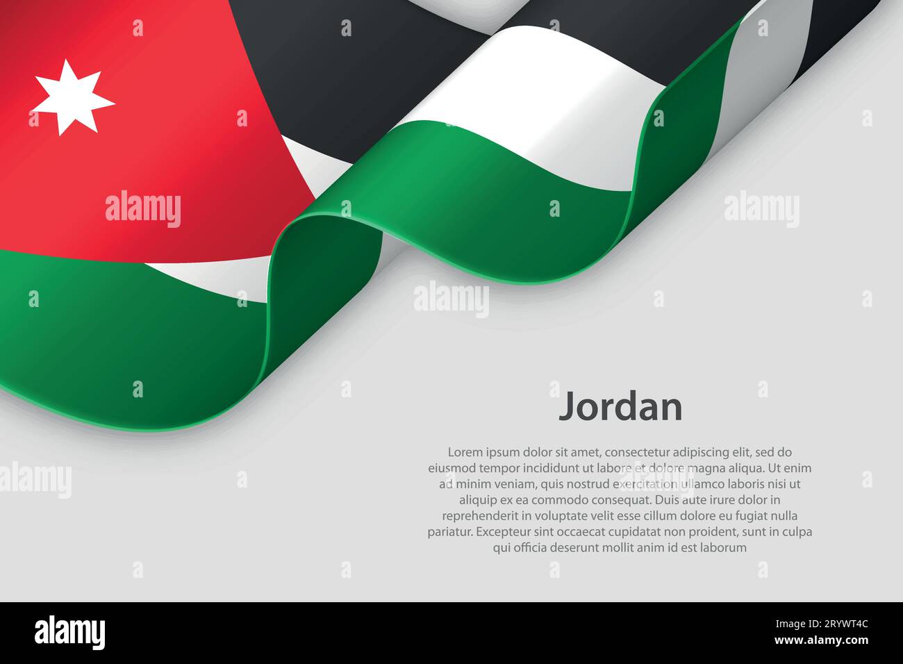 Jordan Flag Ribbon 3d ribbon with national flag Jordan isolated on white background with ...