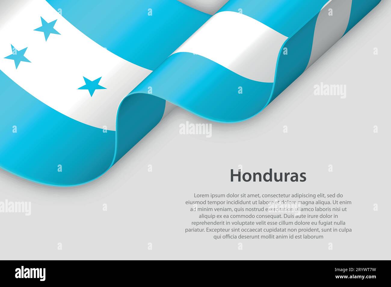 3d ribbon with national flag Honduras isolated on white background with copyspace Stock Vector
