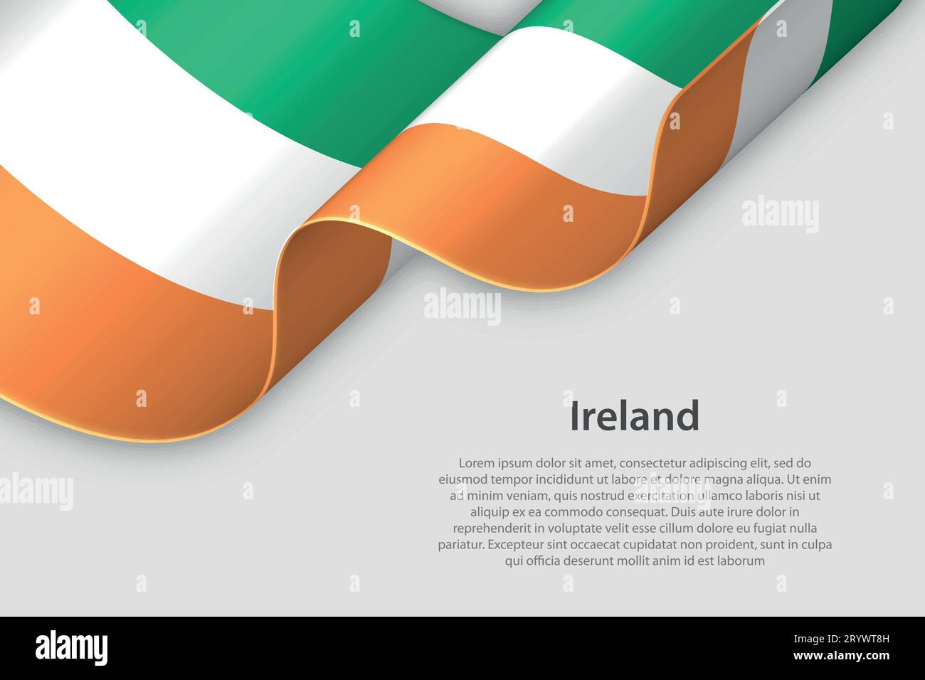 Ireland Ribon 3d ribbon with national flag Ireland isolated on white background with ...