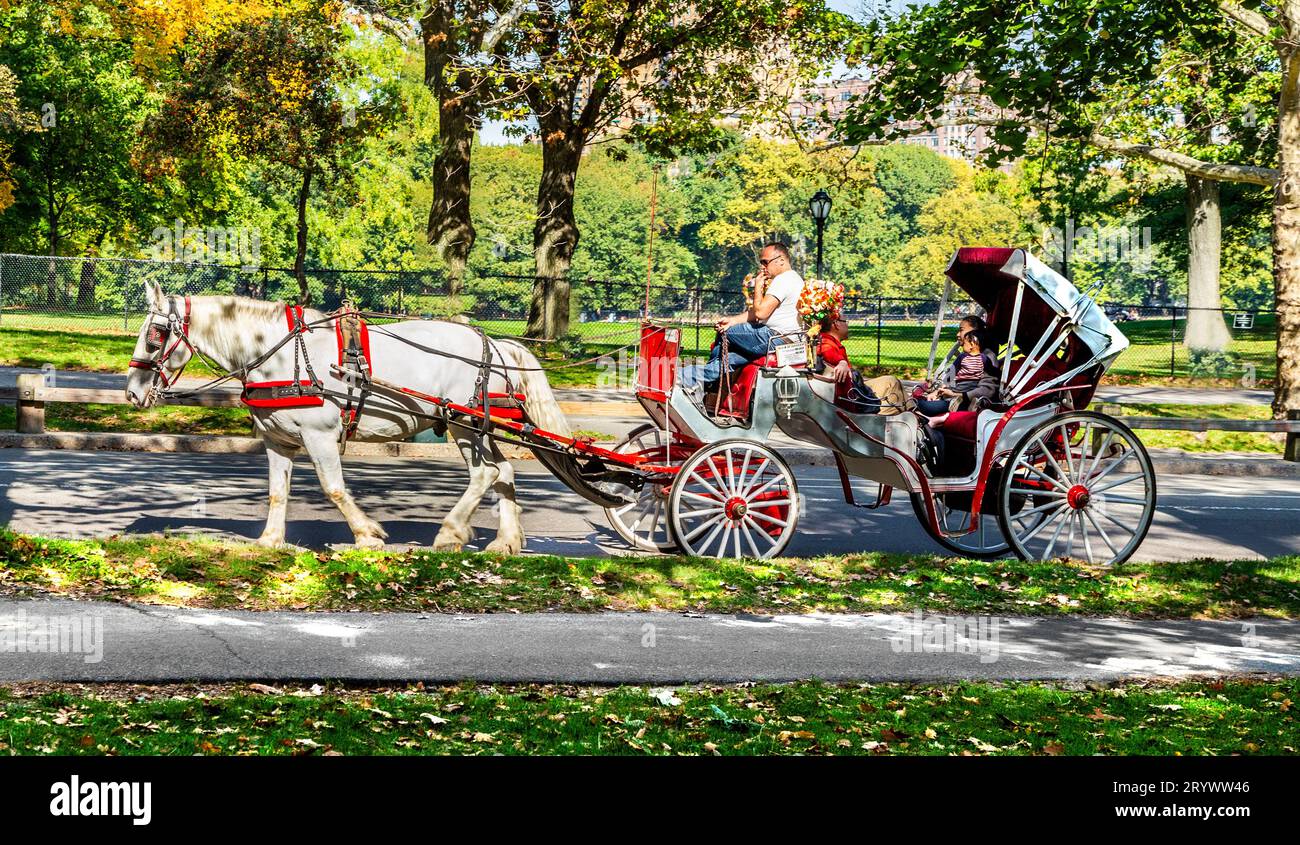 NEW YORK, USA OCT 21, 2015 People enjoy carriage ride in Central