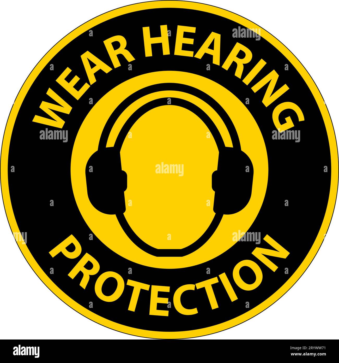 Caution Wear hearing protection on transparent background Stock Vector
