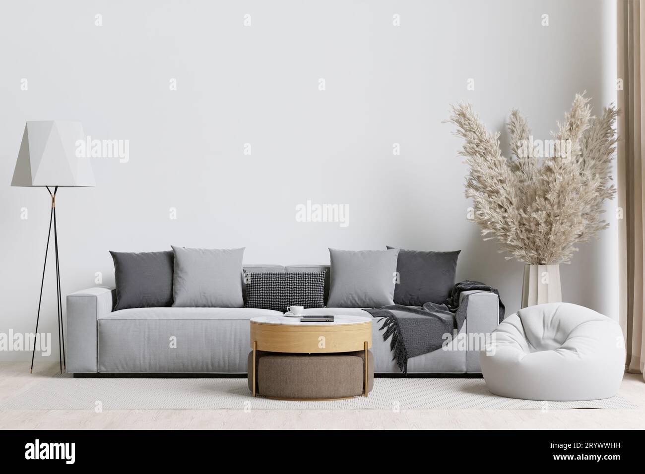 Big white living room.interior design Stock Photo - Alamy