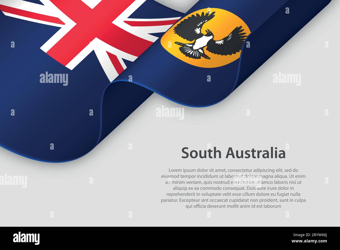 3d ribbon with flag South Australia. Australian state. isolated on white background with copyspace Stock Vector