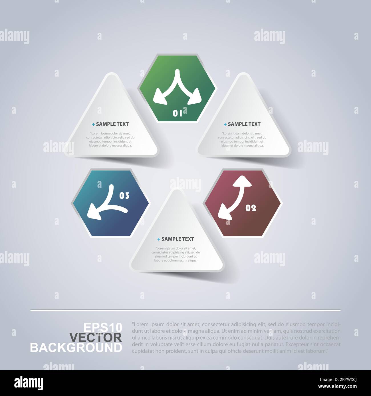 Minimal Paper Cut Infographics Design - Triangles and Hexagons Stock ...