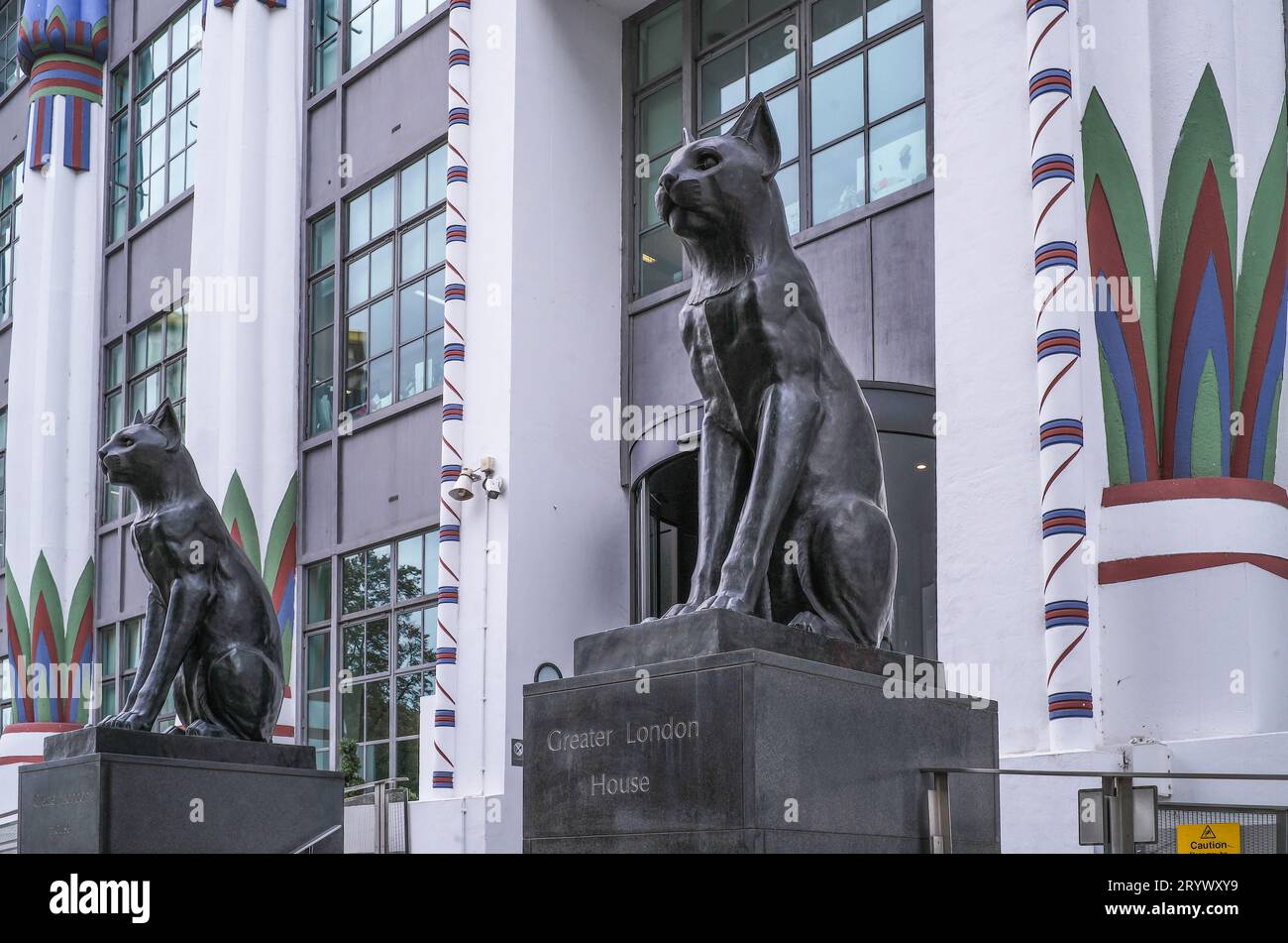 Carreras Tobacco Company building, an art-deco style Egyptian themed  frontage to a converted factory to offices in Mornington Crescent, North  London Stock Photo