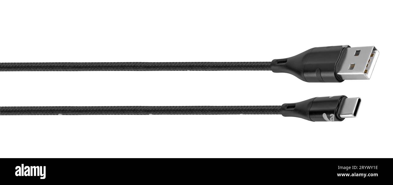 cable with USB connector, Type-C on white background in insulation Stock Photo