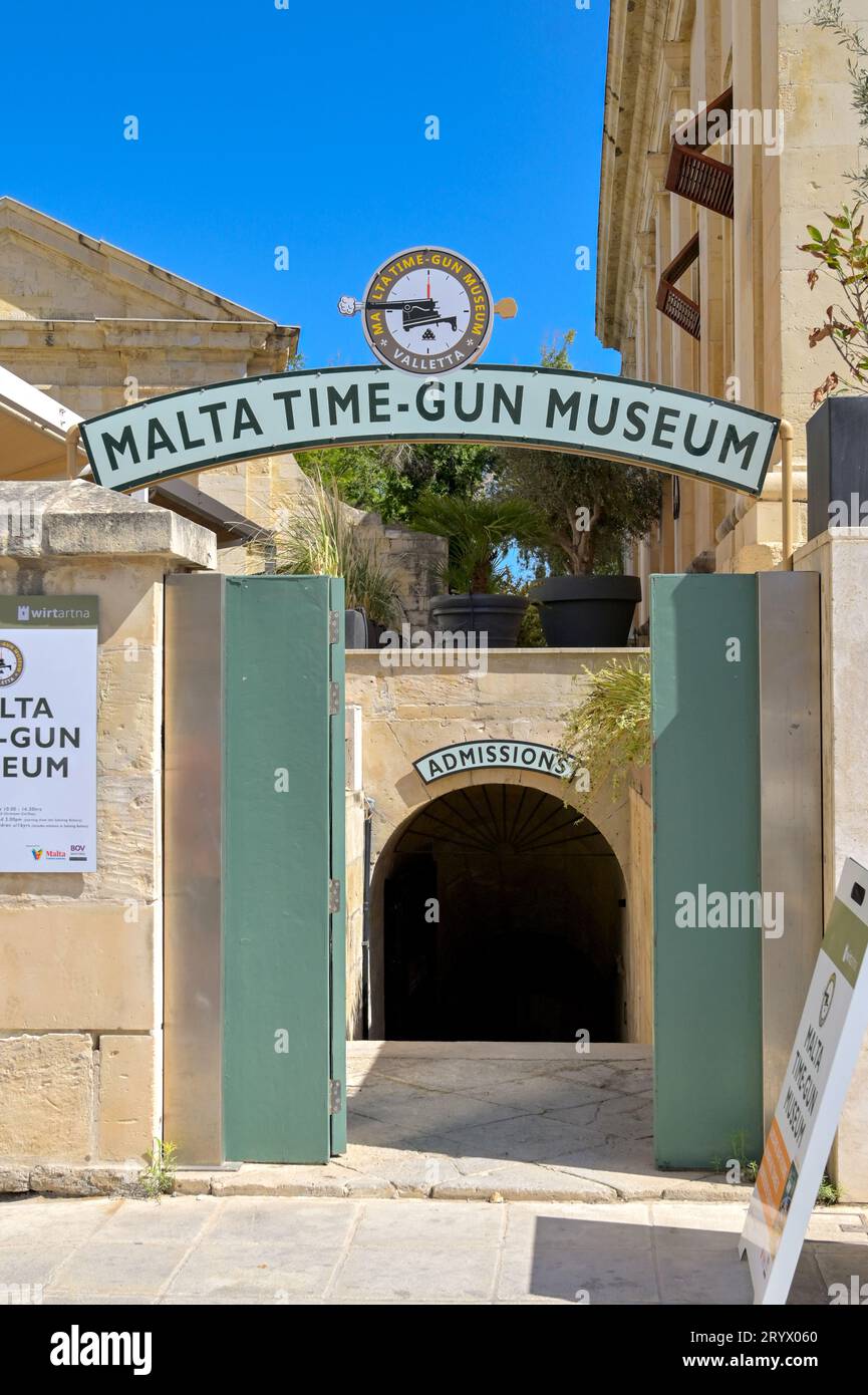 Valletta, Malta 8 August 2023 Entrance to the Malta TimeGun Museum