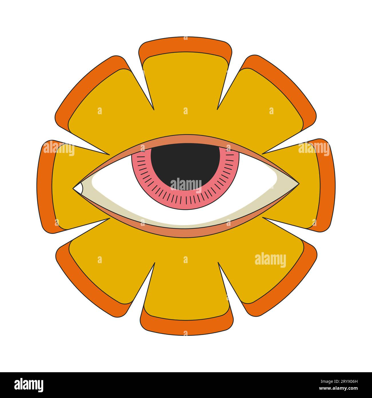 Whimsical flower eye 2D linear cartoon object Stock Vector Image & Art ...