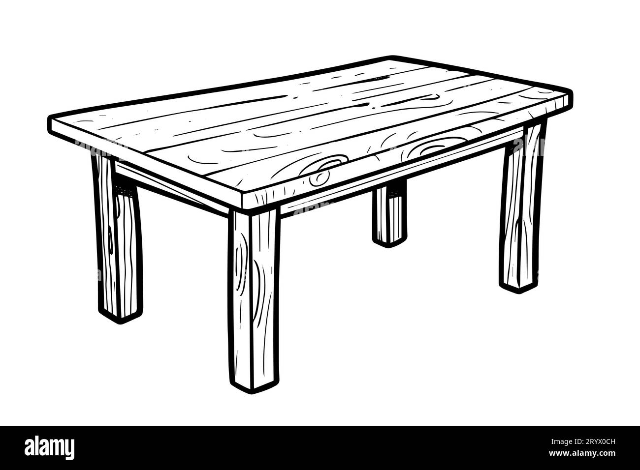 Wooden retro table hand drawn ink sketch. Engraving style vintage