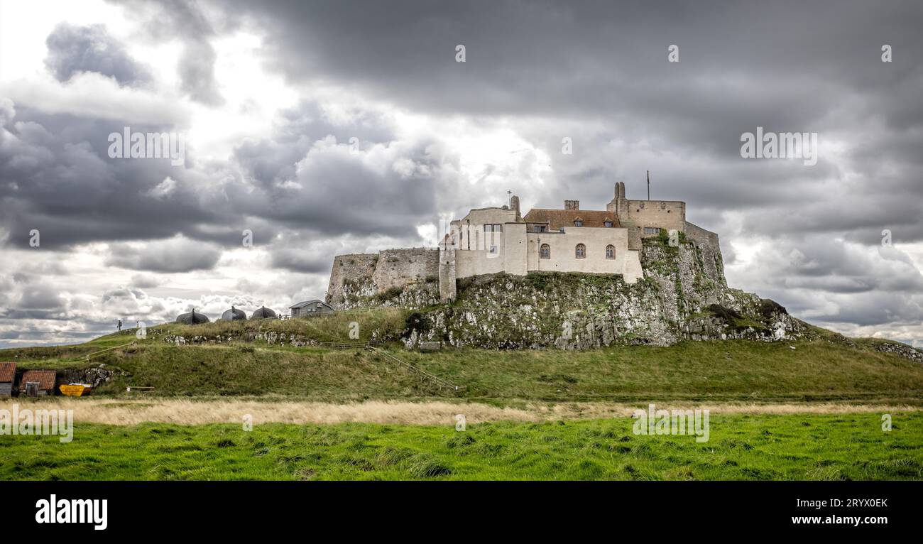 View of the north side of Lindisfarne Castle on Holy Island ...