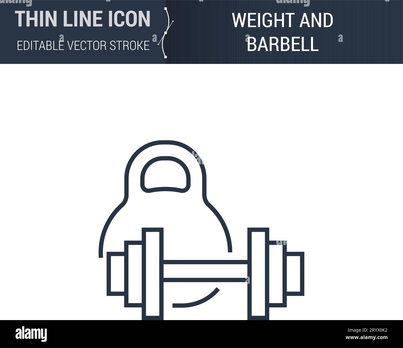 Symbol of Weight And Barbell Thin Line Icon of Sport and Fitness