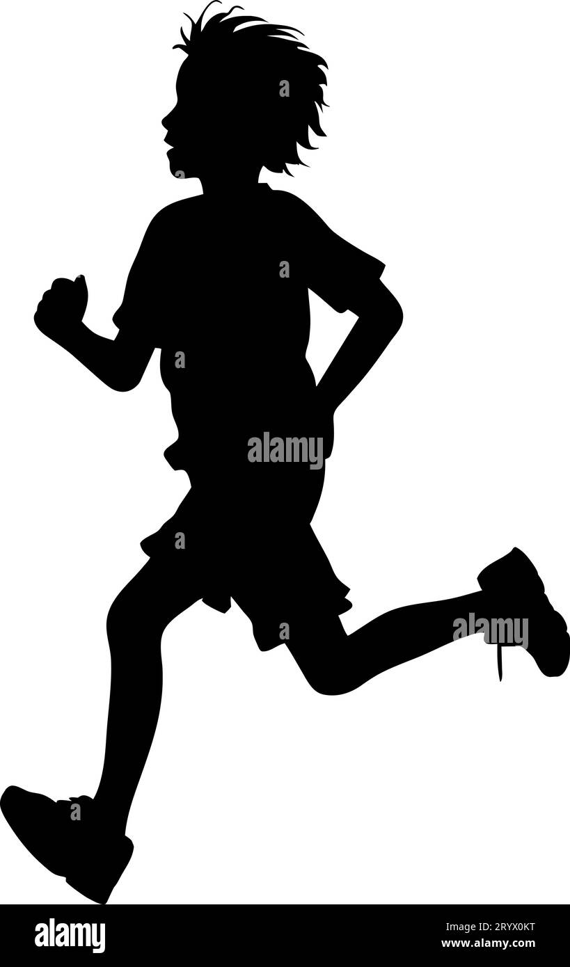 running children silhouette, Child Silhouette Play, youth, game people Stock Vector