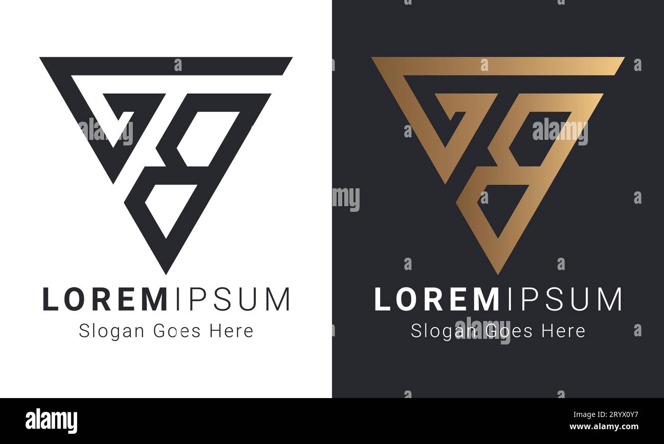 Luxury Initial GB or BG Monogram Text Letter Logo Design Stock Vector