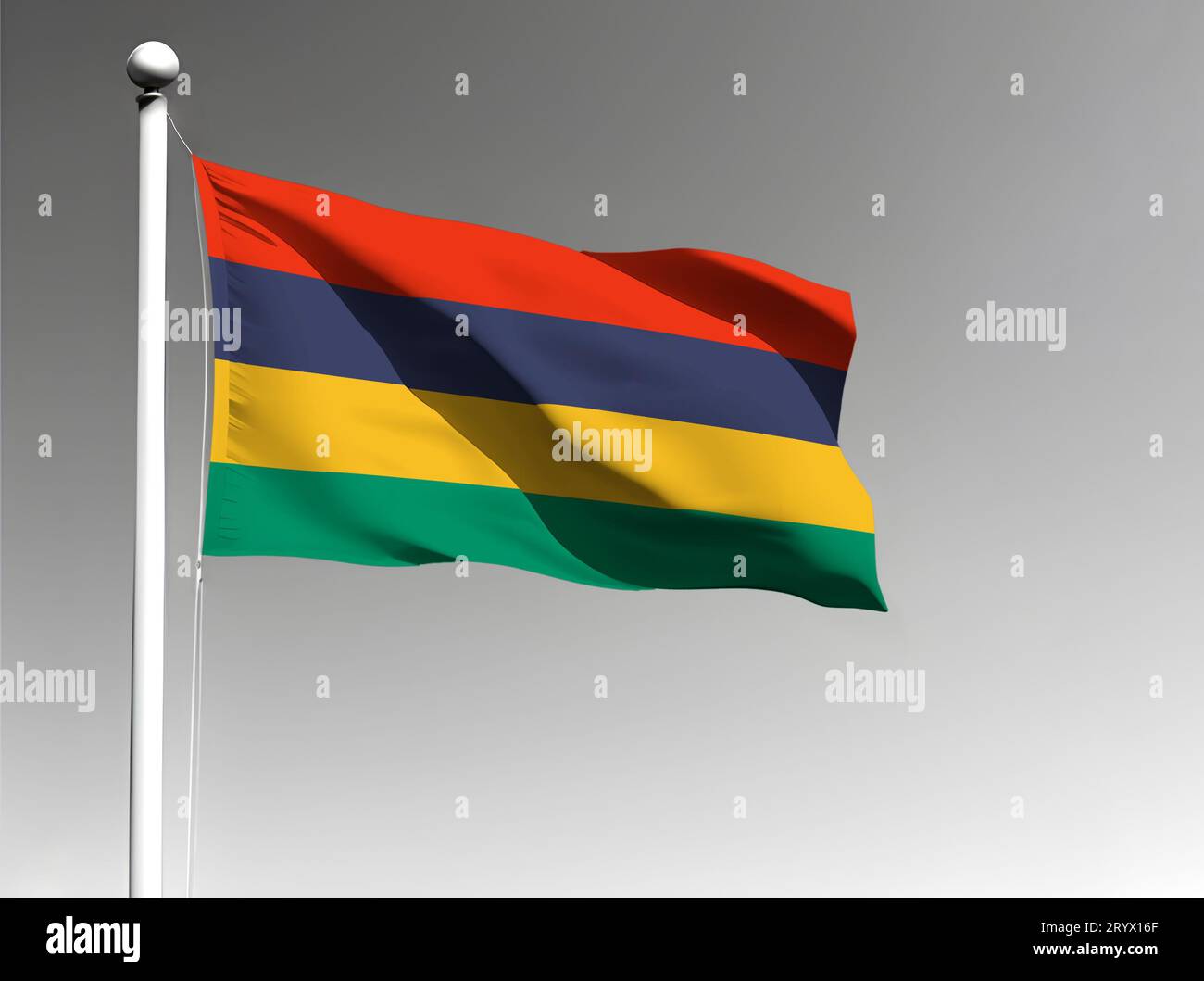 Mauritius national flag isolated waving on gray background Stock Photo ...