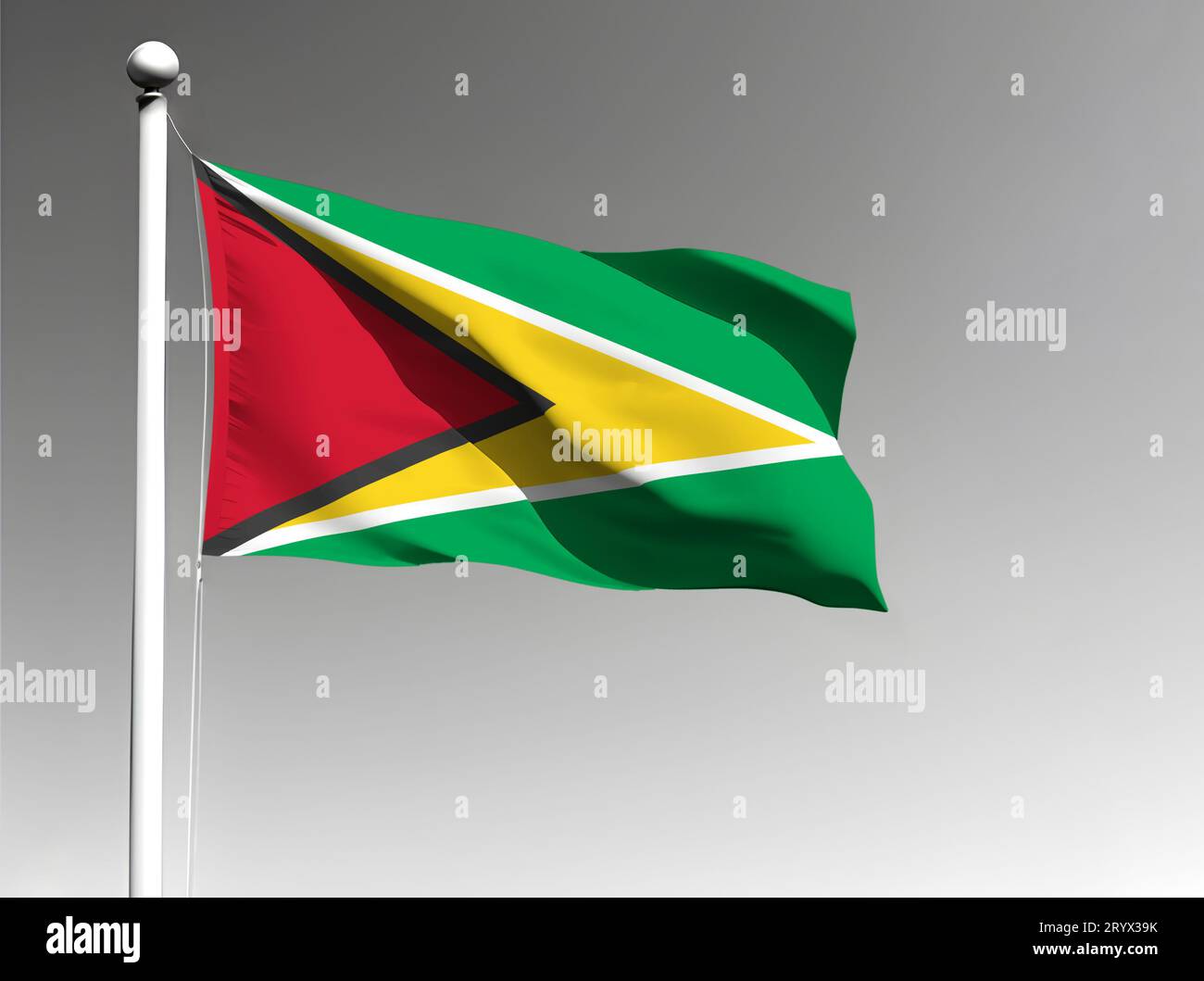 Guyana national flag isolated waving on gray background Stock Photo - Alamy