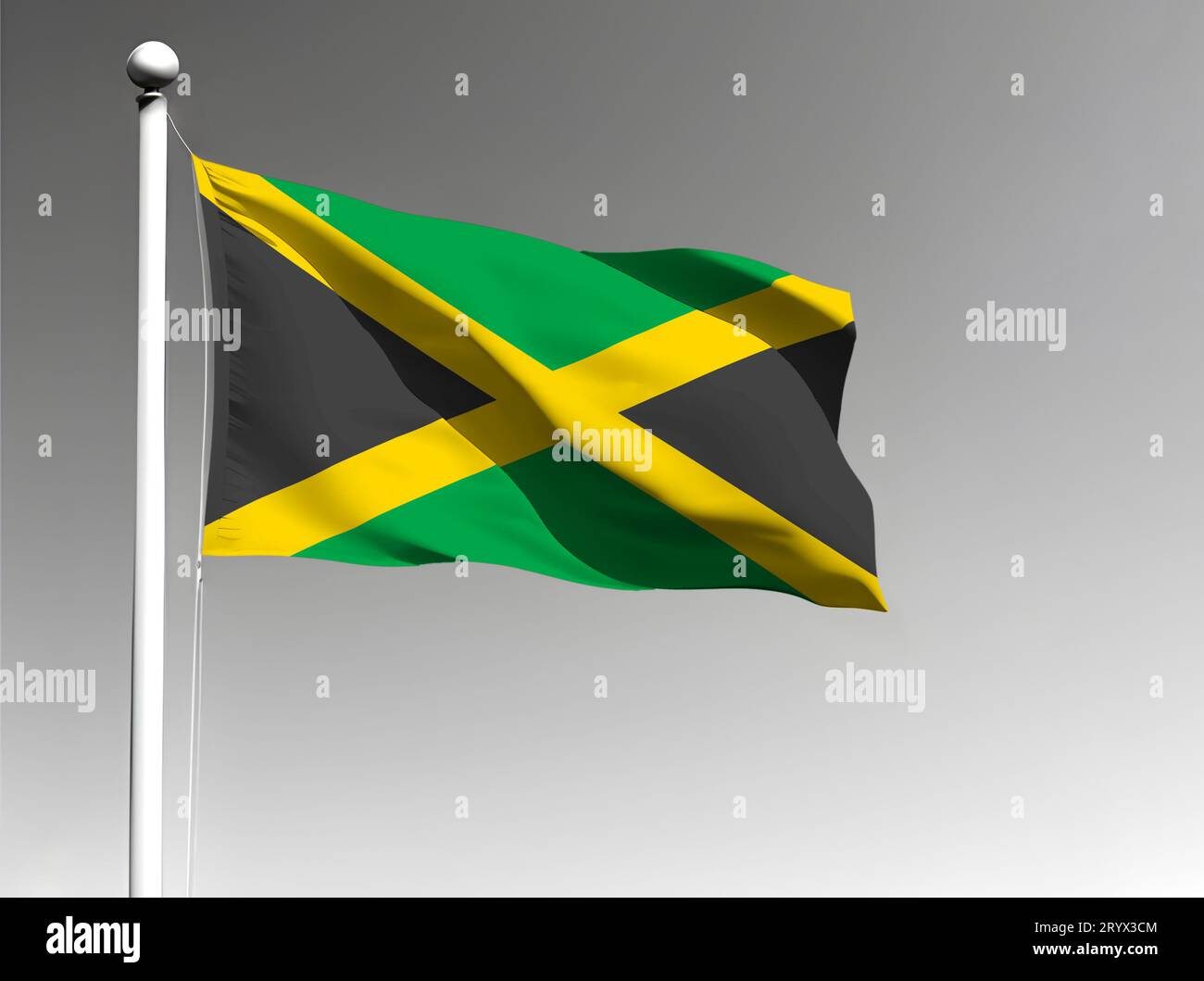 Jamaica national flag isolated waving on gray background Stock Photo
