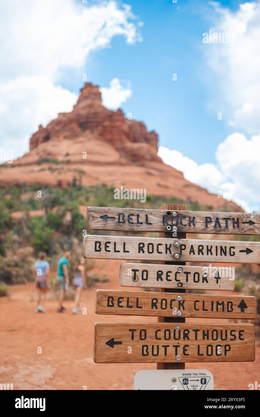 Famous Bell Rock in Sedona in Arizona Red rock country, USA. Family