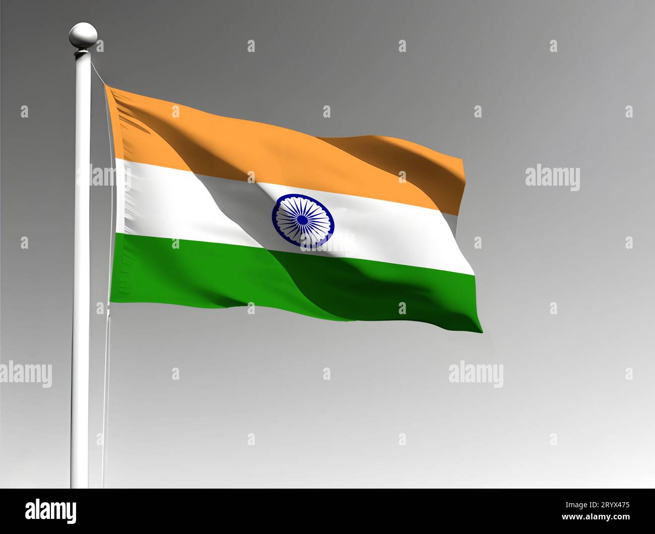 India national flag isolated waving on gray background Stock Photo