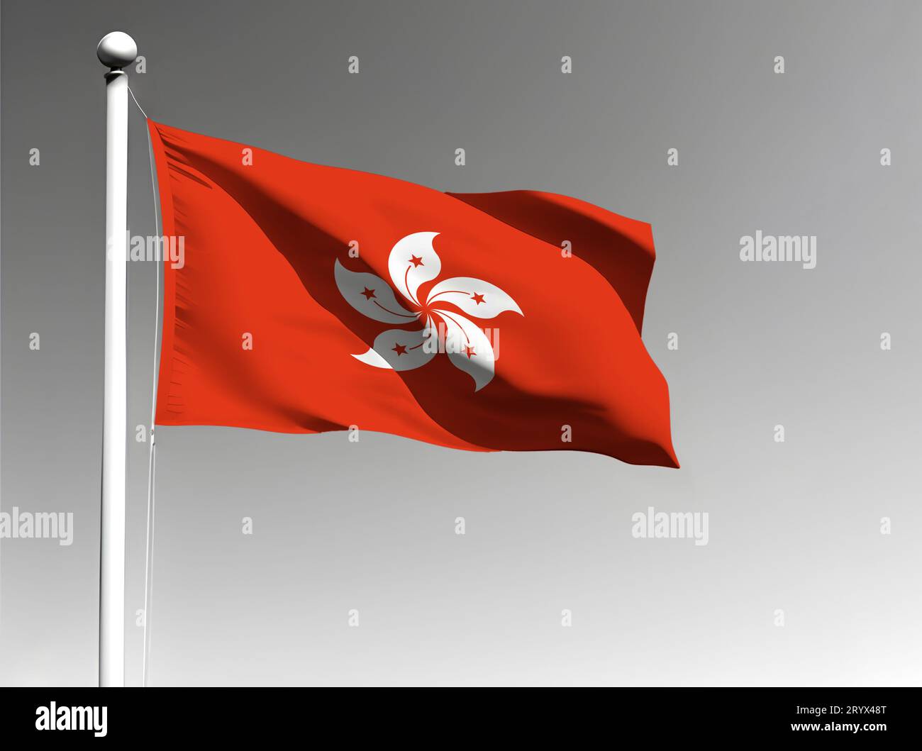 Hong Kong national flag isolated waving on gray background Stock Photo