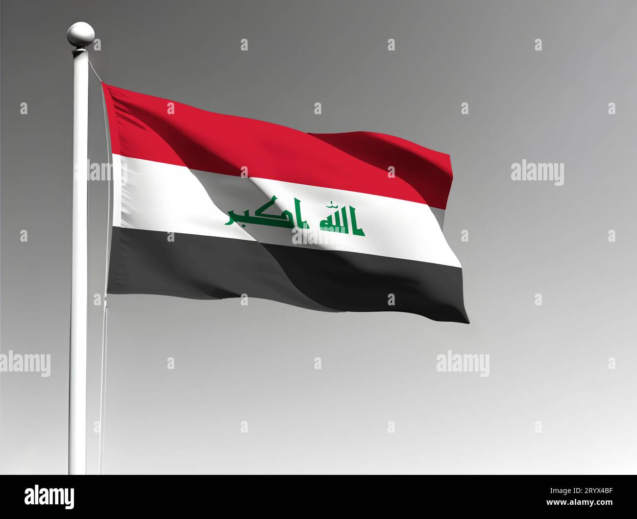 Iraq national flag isolated waving on gray background Stock Photo
