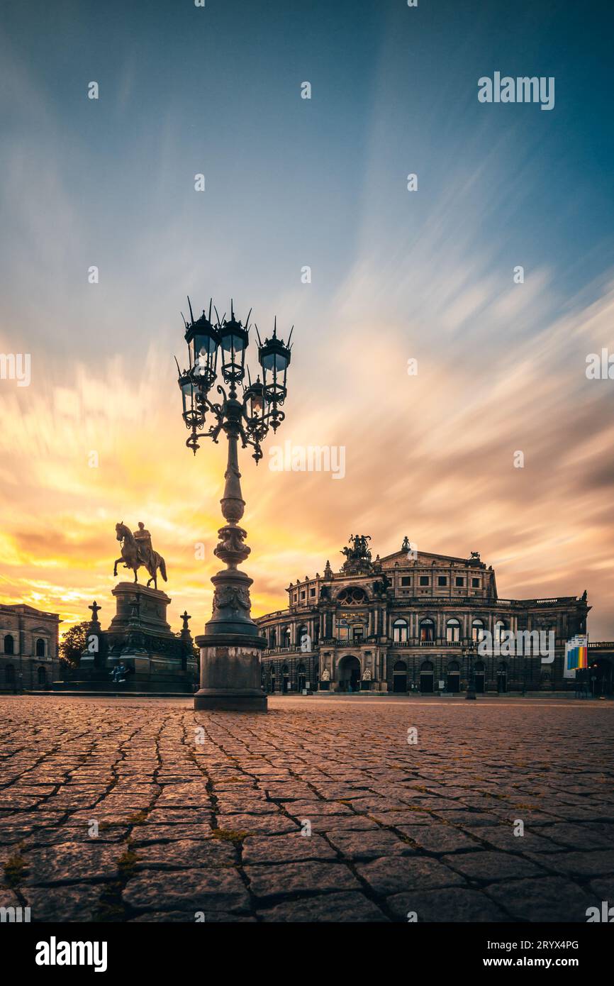 Semper Opera and Old Town Enchantment: A Picturesque Snapshot of Dresden Stock Photo