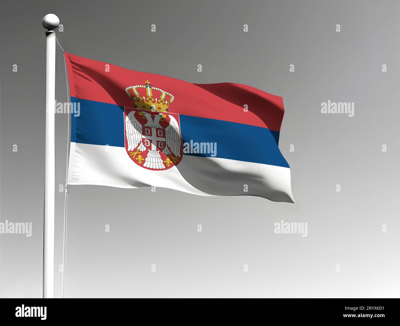 Serbia national flag isolated waving on gray background Stock Photo