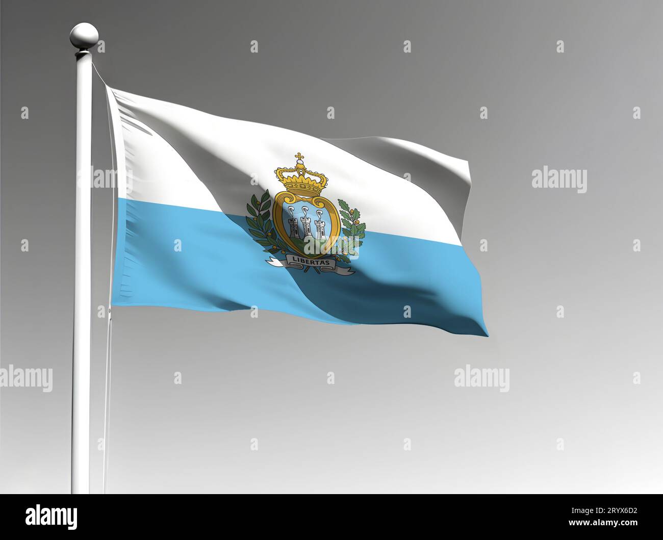 San Marino national flag isolated waving on gray background Stock Photo