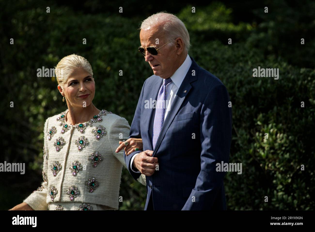 President Joe Biden And Actress Selma Blair L Walk Through The Rose President joe biden and actress selma blair l walk through the rose