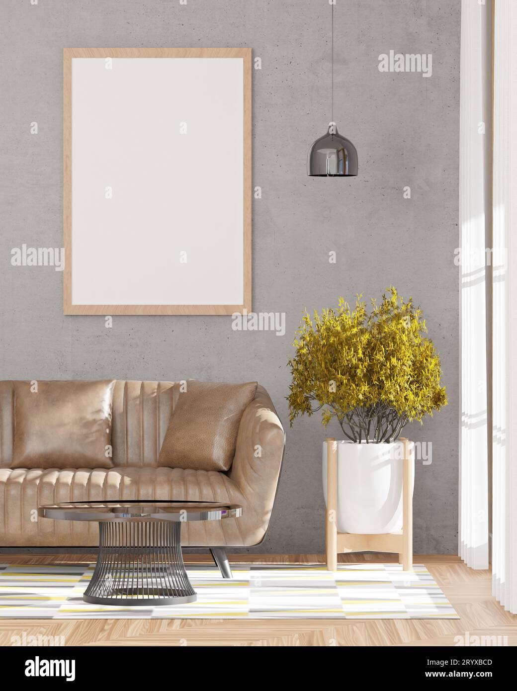 Loft style Living room and concrete wall Stock Photo