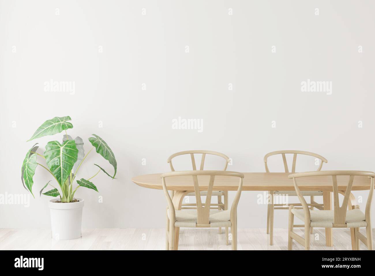 Dining room and table set copy space on white background Stock Photo